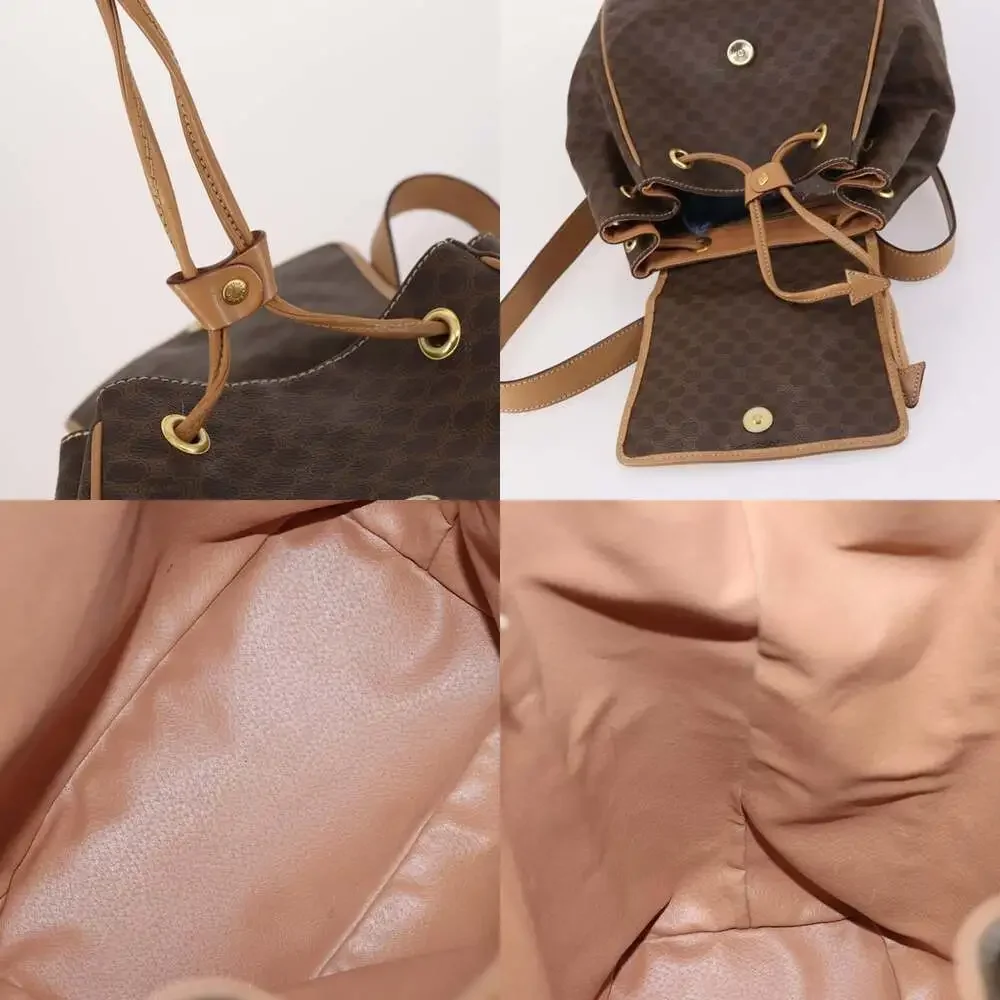 CELINE Macadam Canvas Backpack Pvc Leather Brown Gold